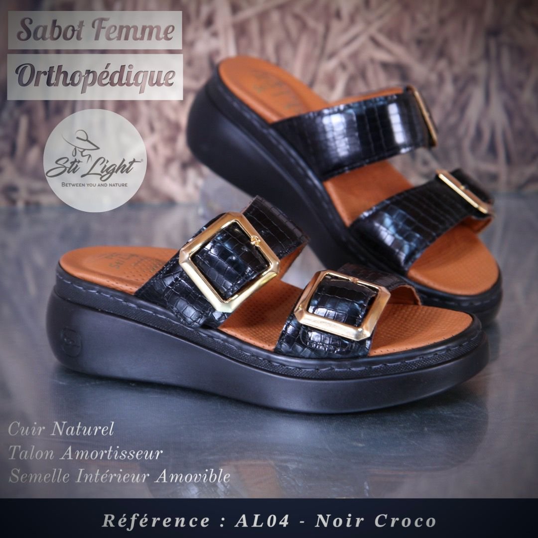 STI Orthopedic - Sabot orthopédique femme - AL04 - Noir Croco