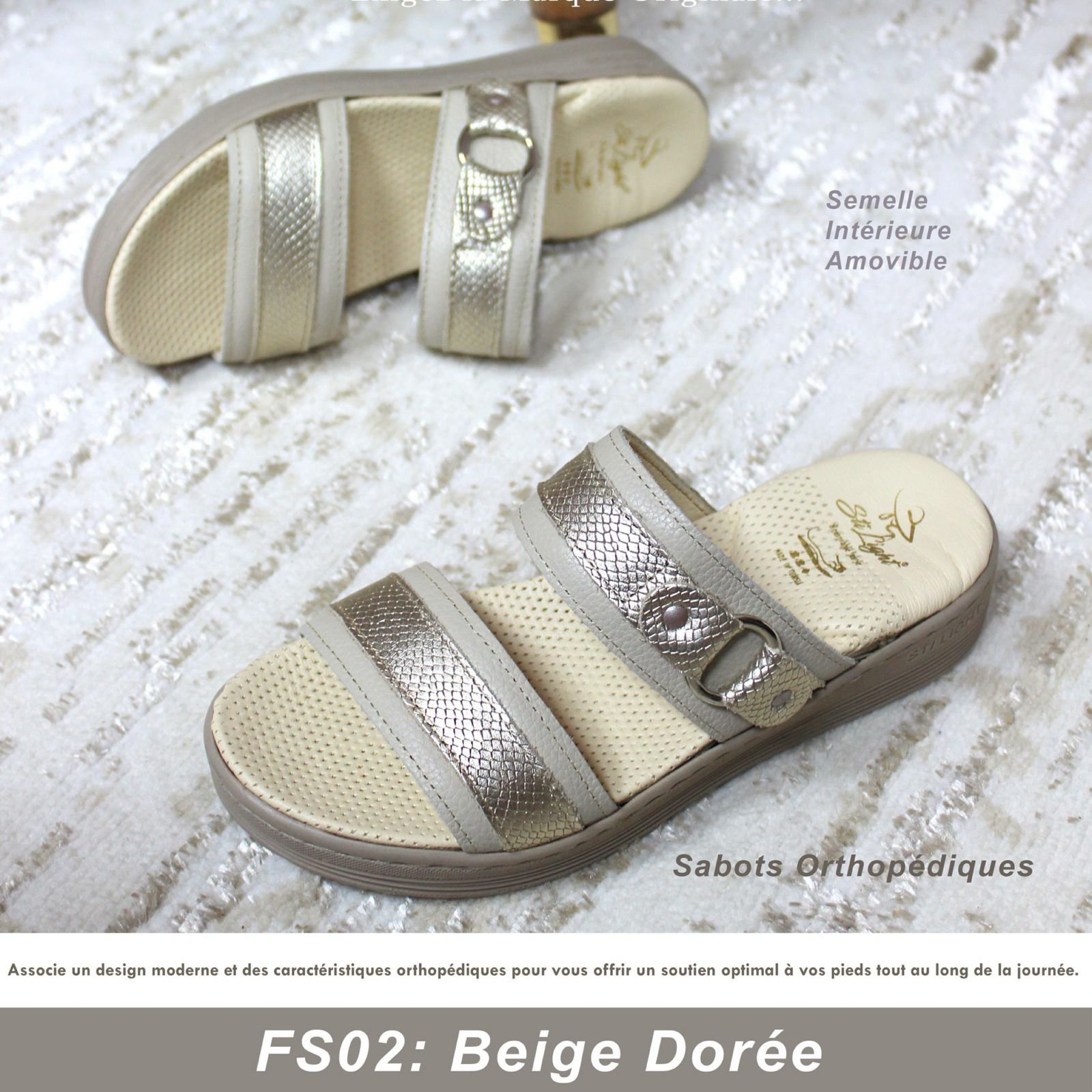 STI Orthopedic - Sabot orthopédique femme - FS02 - Beige dorée