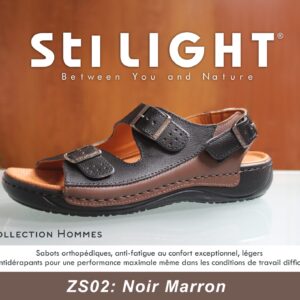 STI Orthopedic - Sandale orthopédique homme - ZS02 - Noir Marron