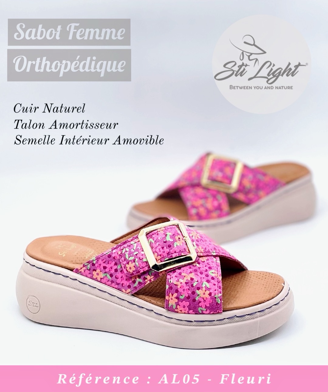 STI Orthopedic - Sabot orthopédique femme - AL05 - Fleuri