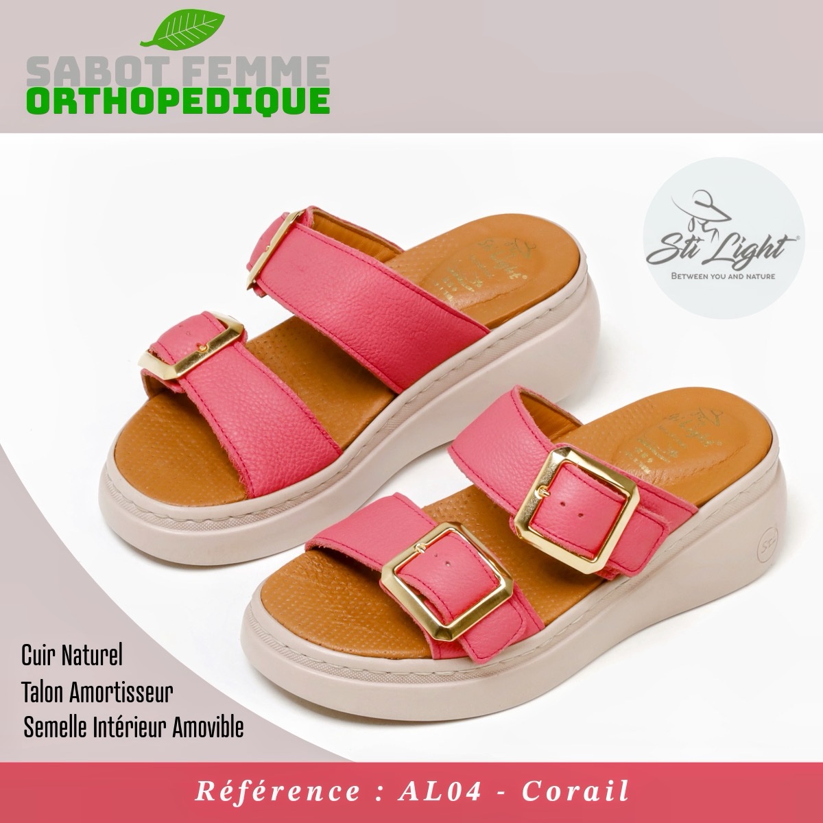 STI Orthopedic - Sabot  orthopédique femme - AL04 - Corail