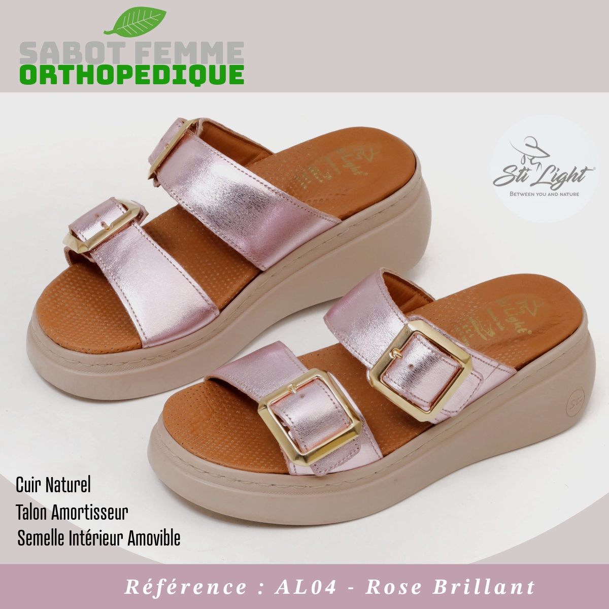 STI Orthopedic - Sabot orthopédique femme - AL04 - Rose Brilliant