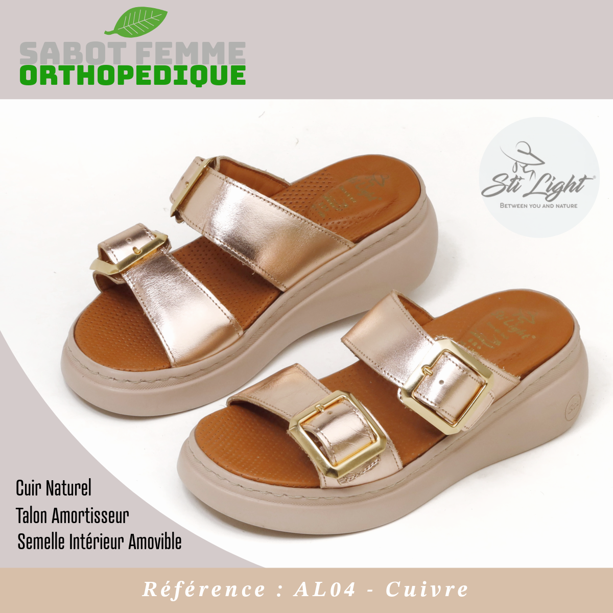 STI Orthopedic - Sabot  orthopédique femme - AL04 - Cuivre