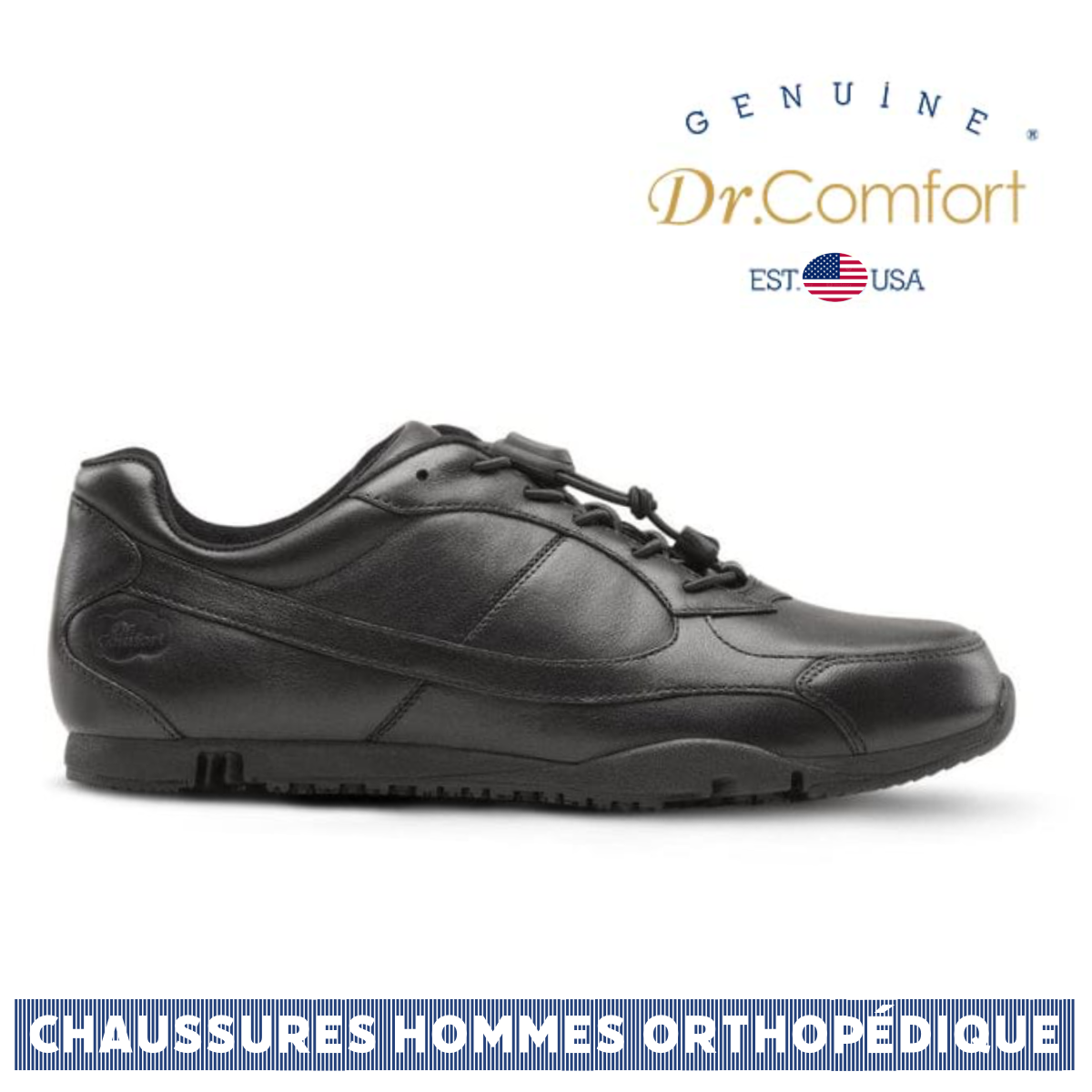 Dr Comfort - Chaussures de sport pour Homme Flex-OA ROY adaptées aux diabétiques - ROY - Noir