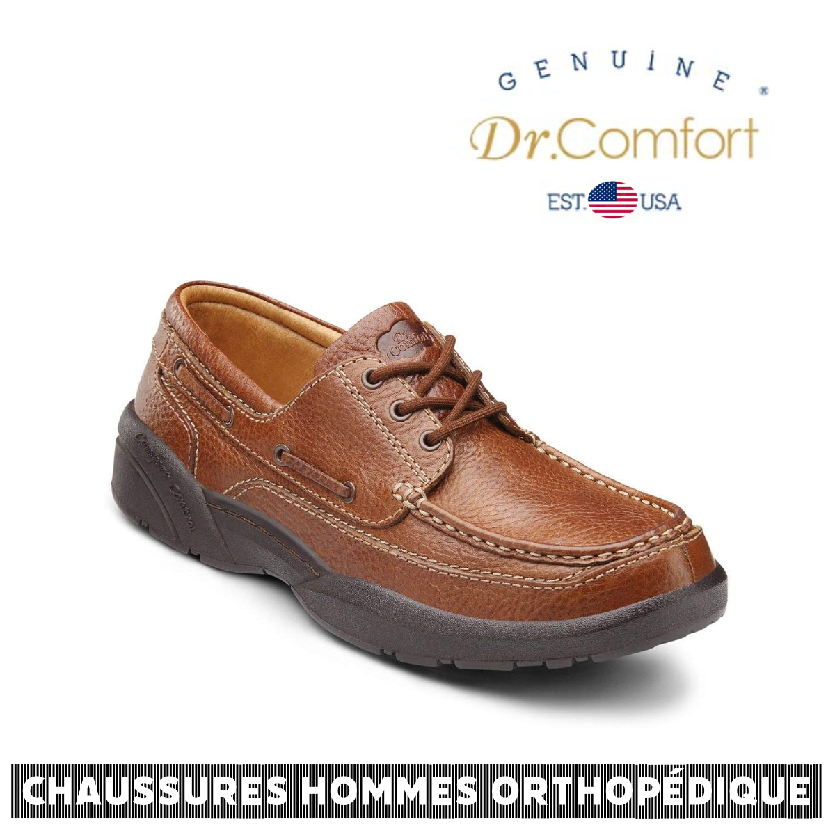 Dr Comfort - Orthopédique Homme -  Men’s Casual Shoe -  Patrick - Marron