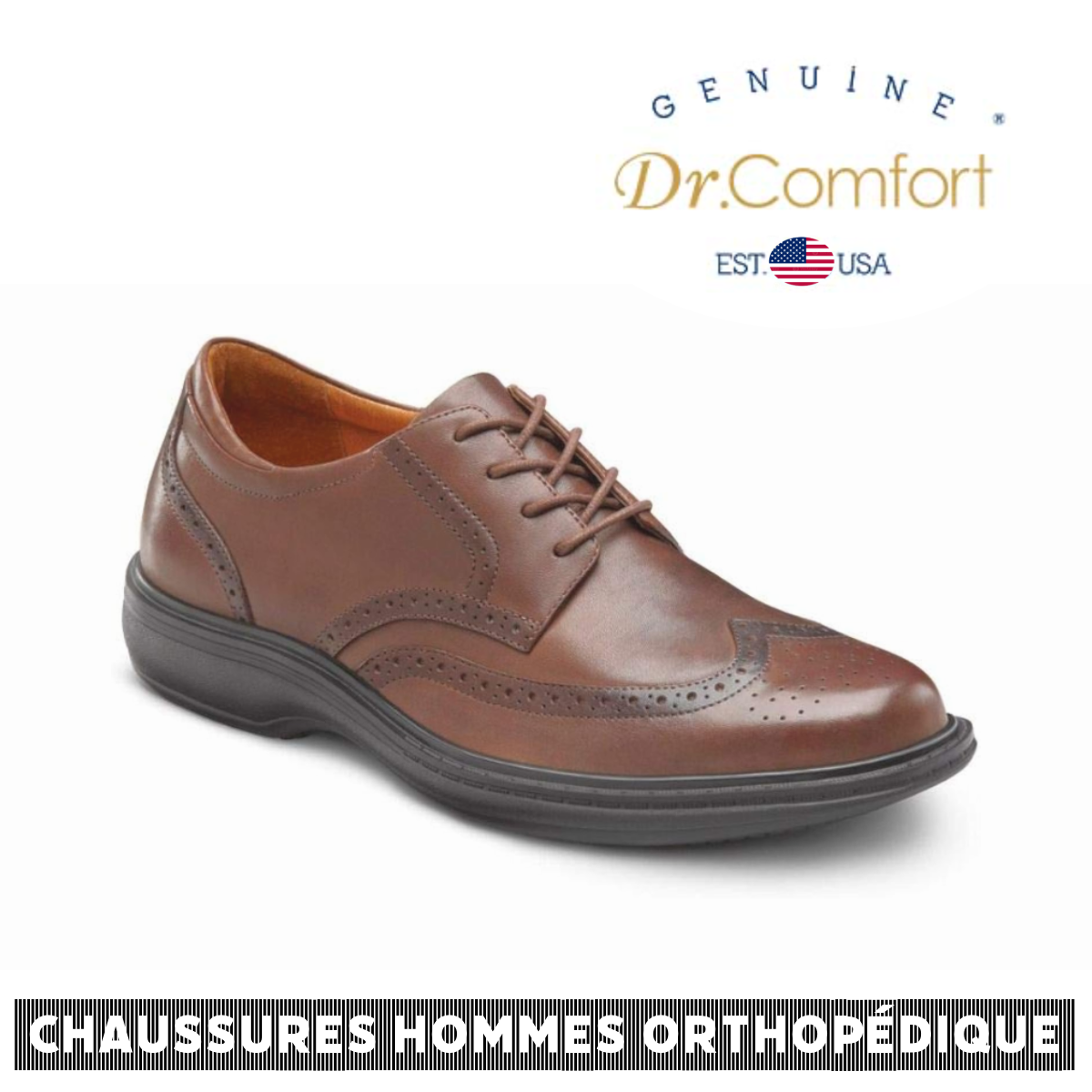 Dr Comfort - Chaussure  orthopédique homme - Wing - Marron