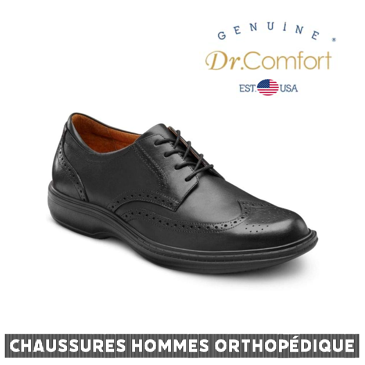 Dr Comfort - Chaussure  orthopédique homme - Wing - Noir