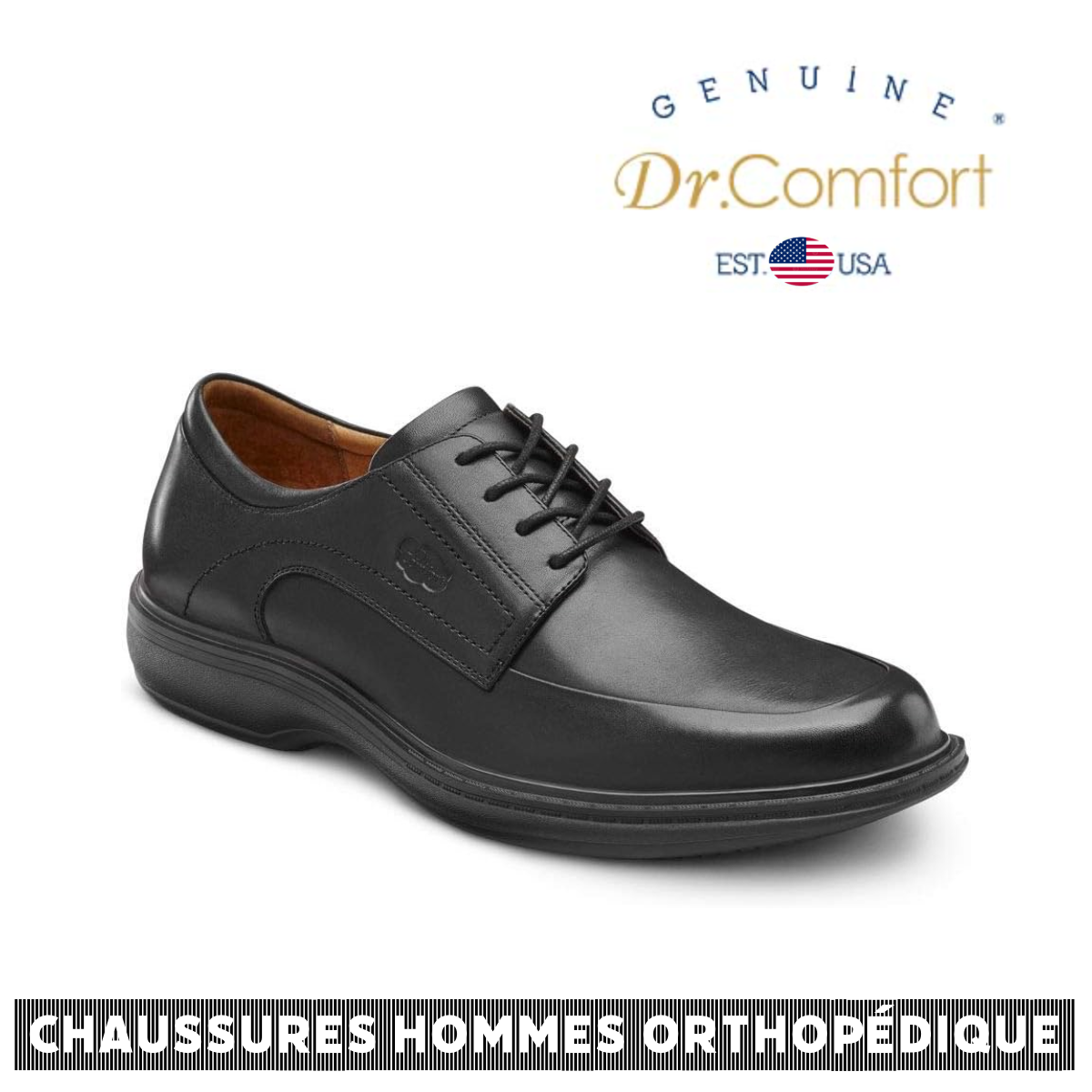 Dr Comfort - Chaussure orthopédique homme - Classic - Noir