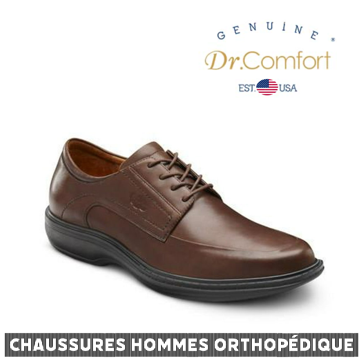 Dr Comfort - Chaussure  orthopédique homme - Classic - Marron