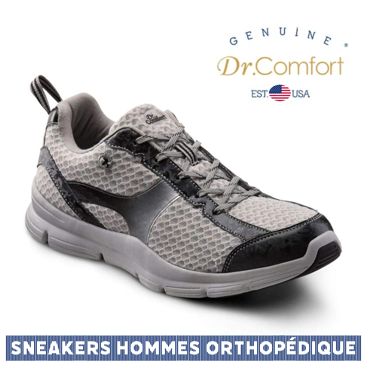 Dr Comfort - Men’s Athletic Shoe pour homme - Chris - Gris