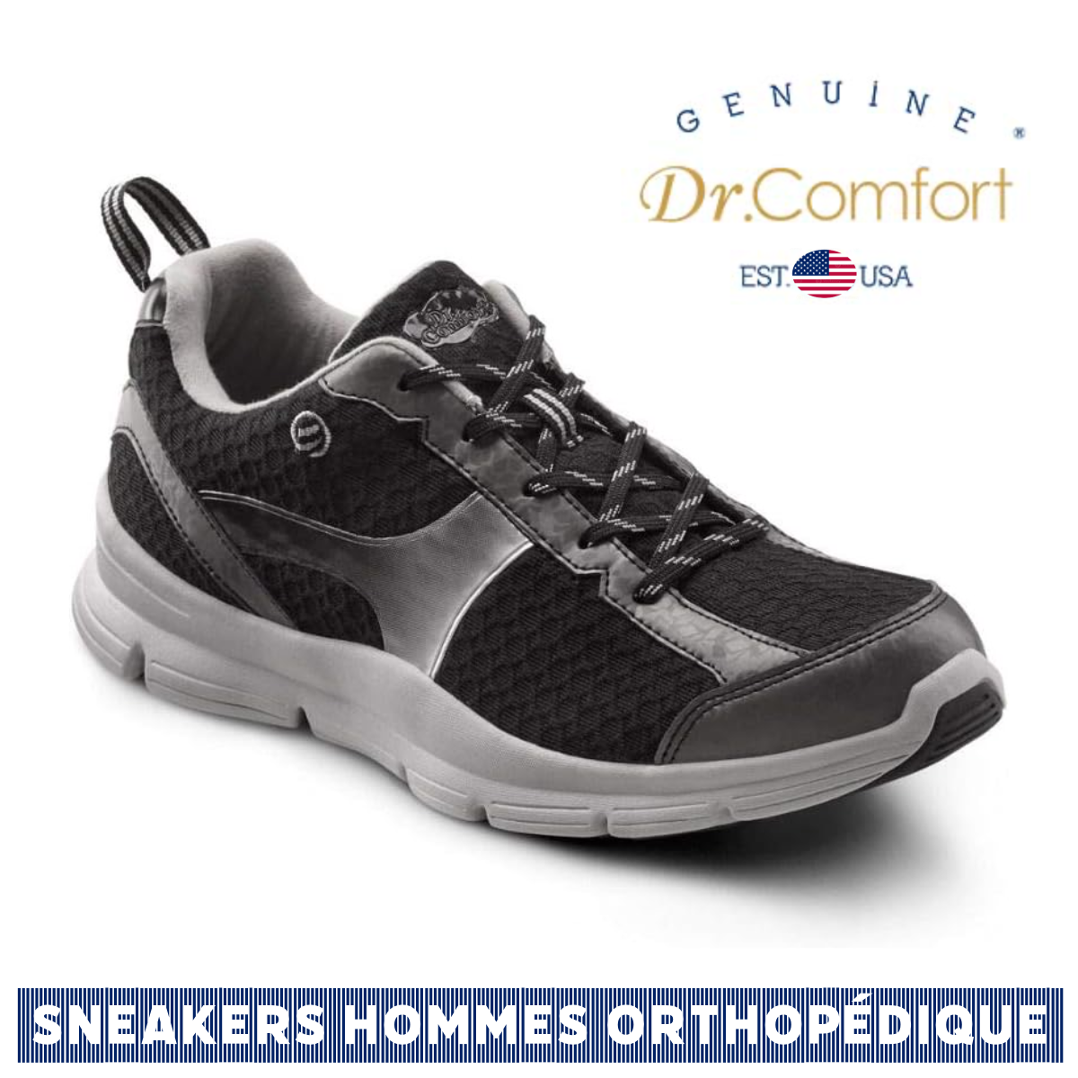 Dr Comfort - Men’s Athletic Shoe pour homme - Chris - Noir