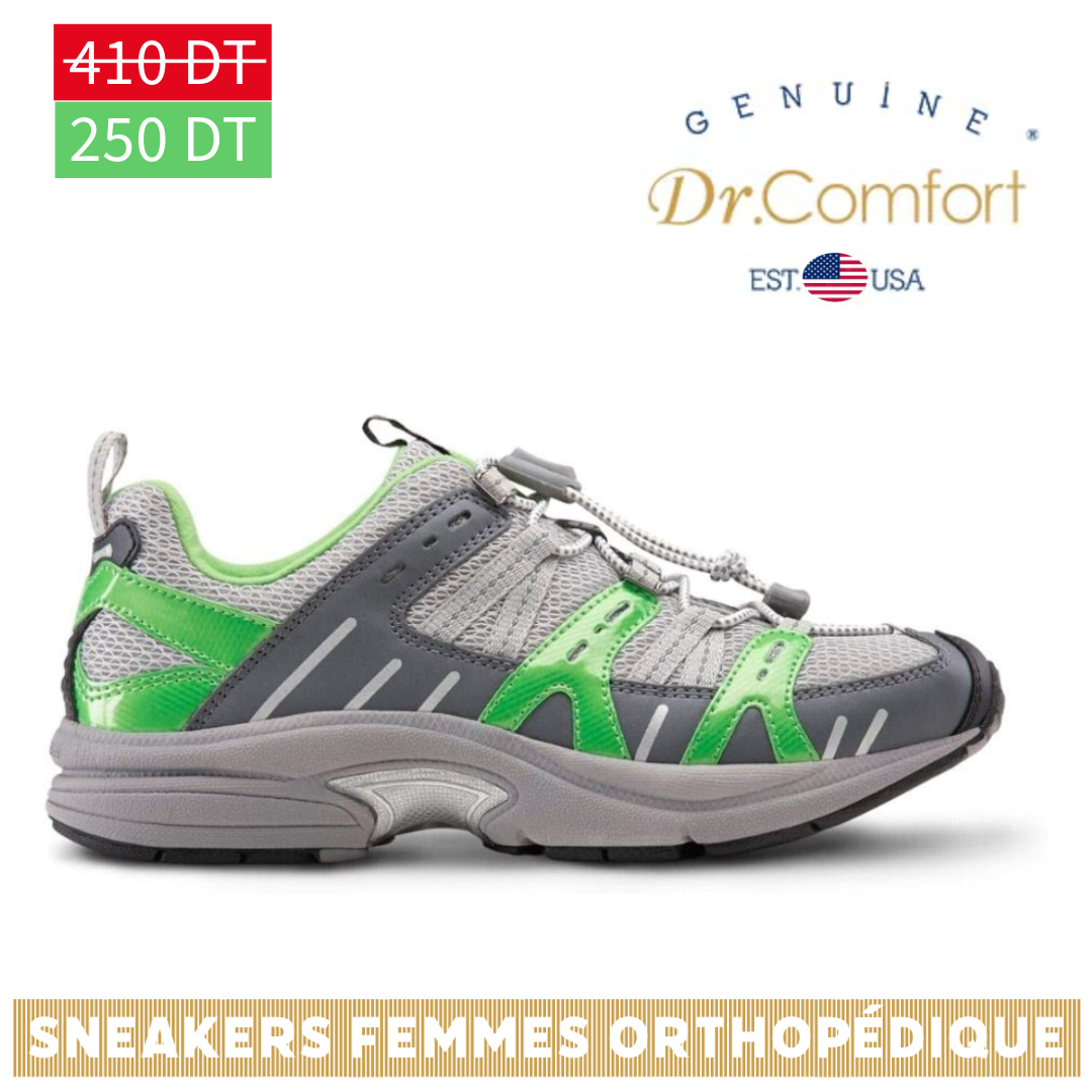 Dr Comfort - Chaussures thérapeutiques Diabetic Extra Depth pour Femme - Refresh - Gris Citron Vert